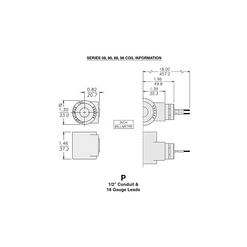 Hydraforce 6315024 Solenoid Valve Coil, Wire Leads, 24v AC, 08