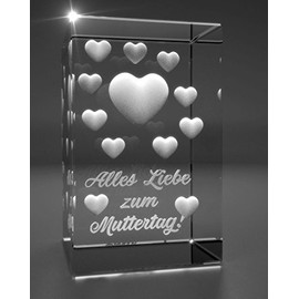 VIP-LASER 3D Glass Crystal I Many Hearts I Alles Liebe zum Muttertag! Engraved the Ideal Partner Gift for the Best Mum in the World