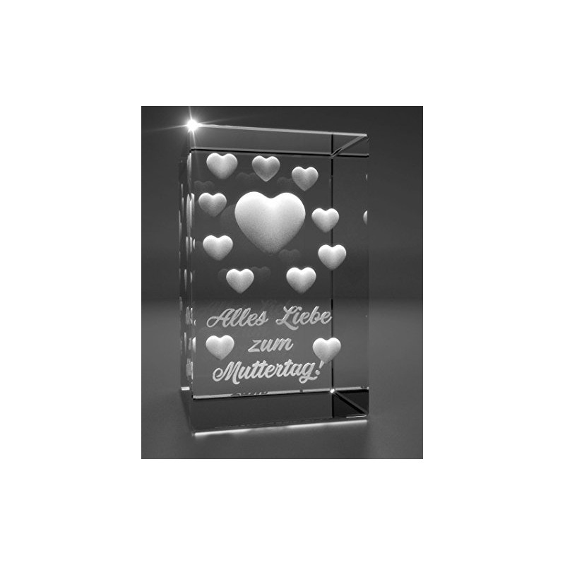 VIP-LASER 3D Glass Crystal I Many Hearts I Alles Liebe