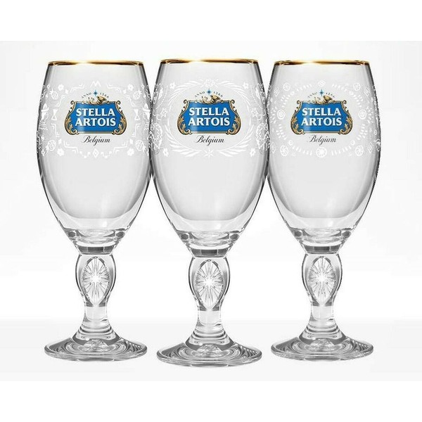 Lot of 3 Stella Artois Belgium Beer 2019 Mexico Limited Edition Chalice Glass