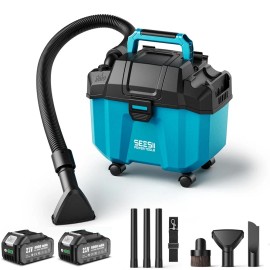 Seesii Wet Dry Vac cordless, 2.6 Gallon Small Shop Vacuum Cleaner for Garage Car