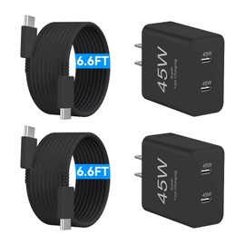 Phone 16 Charger Fast Charging, 45W Dual USB C Charger Block,USB C Wall Chargers with 6.6FT Long USBC Charging Cable Cord for Phone 16 15 Pro Max/16 15 Pro/16 15/16 15 Plus,Pad Pro/Air,S25/S24-black