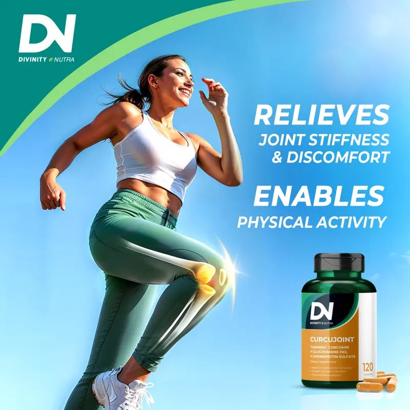 Divinity Nutra Joint Supplement – 120 Capsules with Turmeric Curcumin,