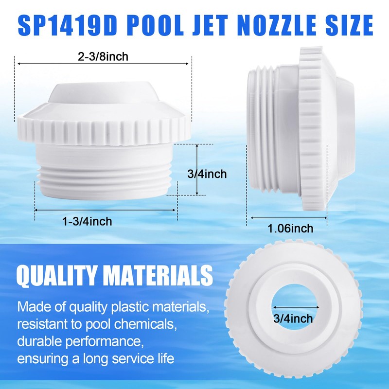 Funnymoom 4 Pcs Pool Jet Nozzles 360°Swivel Rotatable Pool Inlet