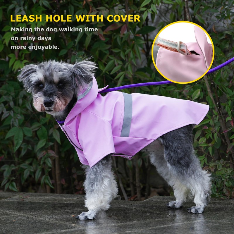 Hisprout Dog Raincoat Breathable Lightweight Pet Rain Jacket Waterproof Dog