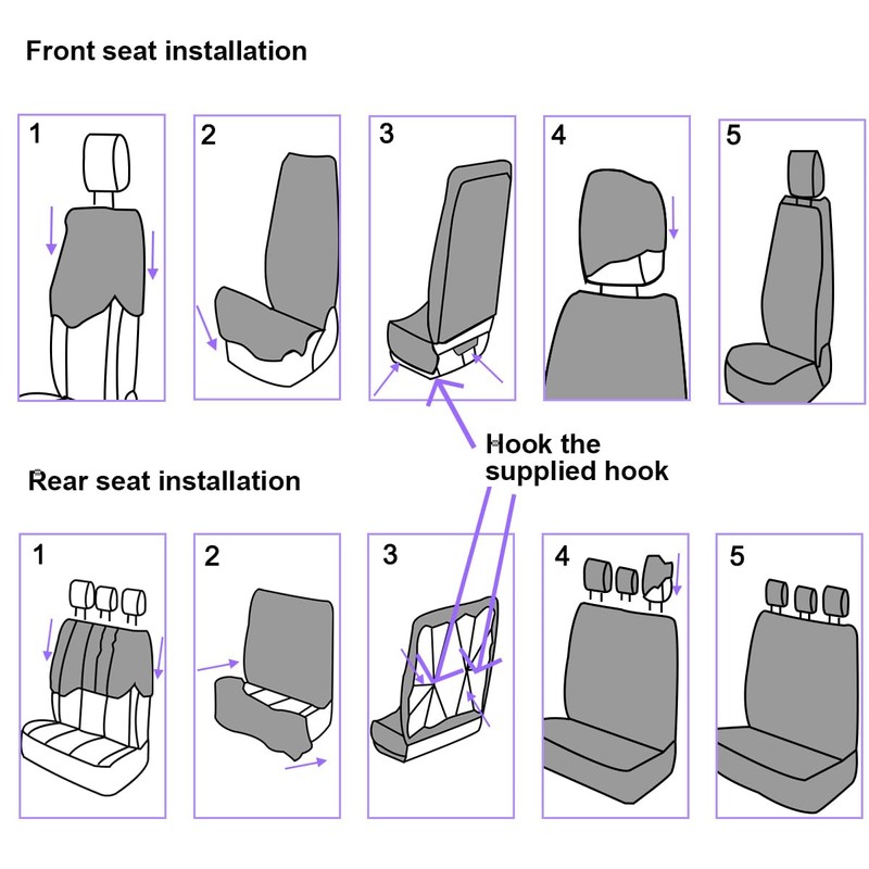 Car Seat Covers, 9PCS Butterfly Print High Back Vehicle Front
