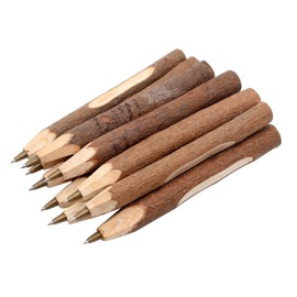 Hillento Handmade Wooden Ballpoint Pen, Vintage Creative Original Ecological Wood Ballpoint Pen, School Supplies, 10PCS, Short Style