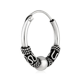 NKlaus Single Hoop Earrings with Ball 925 Silver from 12.8 mm to 20 mm Scandinavian Viking Earring, Sterling Silver