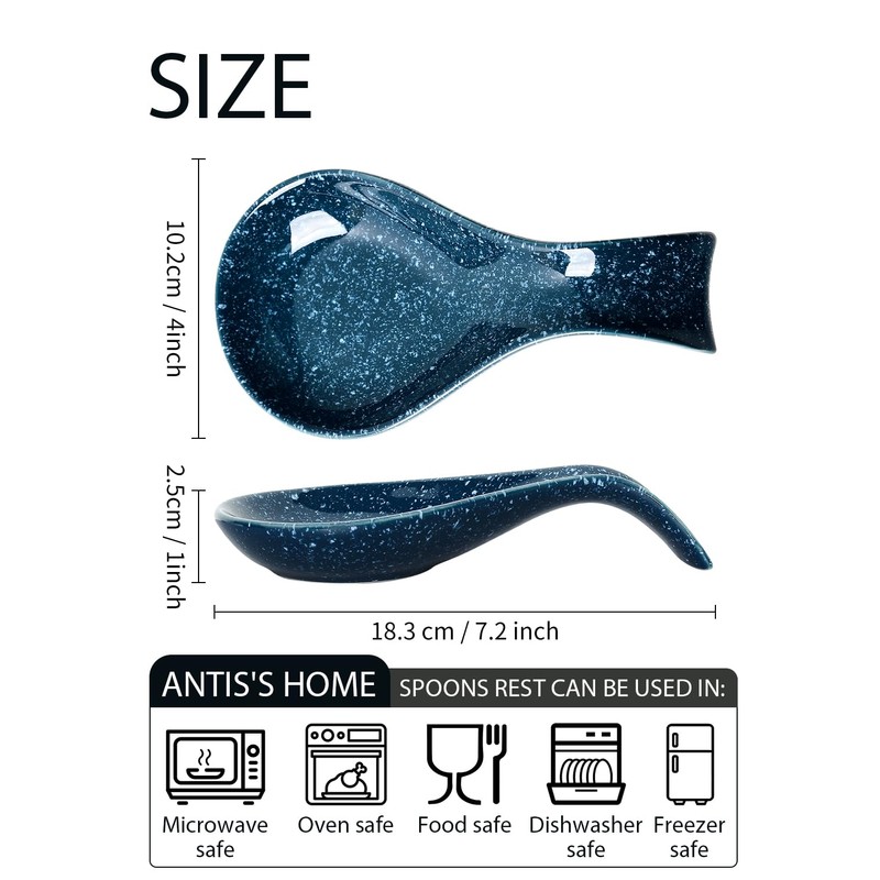ANTIS'S HOME Ceramic Spoon Rest, Starry Night Glaze Spoon Holder,
