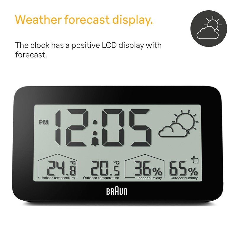 Braun Digital Weather Station Clock with Indoor and Outdoor Temperature