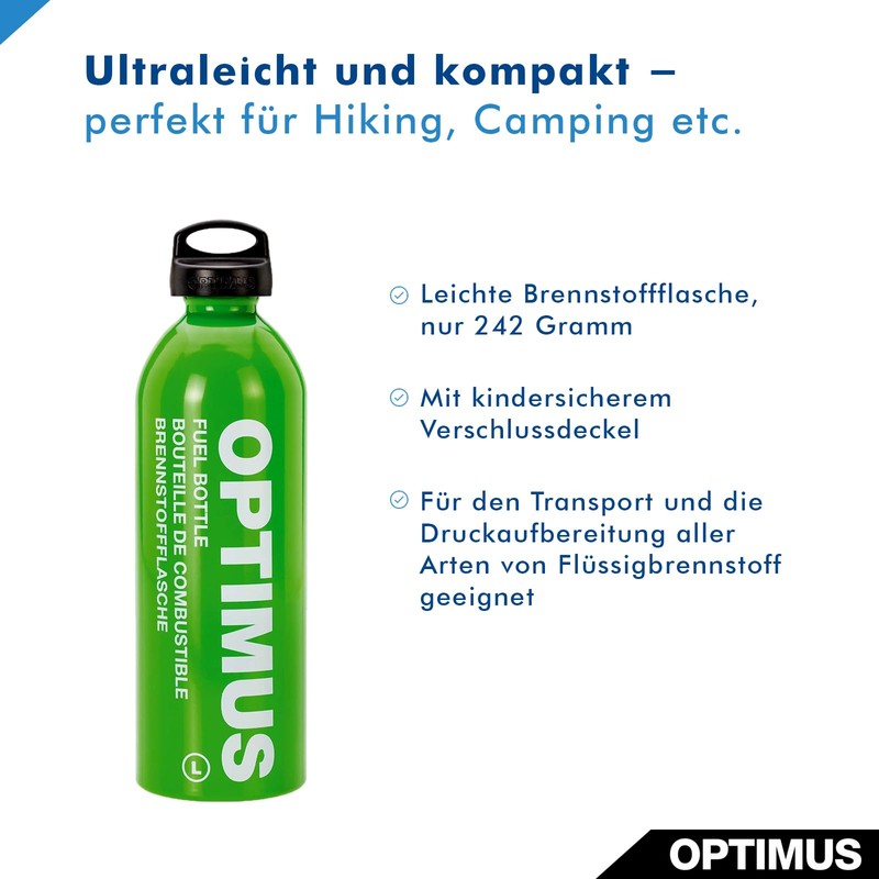 Optimus Brennstoffflasche Kindersicherung Brenstoffbehälter, Grün, 1.0 Liter