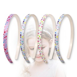 AFCJLTO Set of 4 Cute Plastic Hair Bands: Thick, Colourful, Non-Slip and Cute with Confetti Rainbow and Teeth for Little Girls, Colourful Hair Accessories You Must Have!