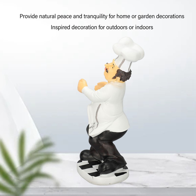 Resin Chef Statue Restaurant Dining Table Decor Holding Red Wine