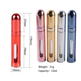 Hsyadazi 5 Stück 12 ml Parfümzerstäuber Nachfüllbar, Mini Portable Sprühflasche | Aluminium+Glas | Portable Taschen Sprühflaschen für Reise, Ferien & Flugreisen