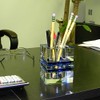 Amlong Crystal Desktop Collection Crystal Pen Holder, Blue