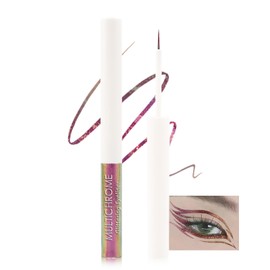 Chameleon Glitter Liquid Eyeliner, Metallic Shimmer Liquid Eyeliner Colourful, Waterproof, Durable, Ultra-Fine Tip, Multichrome Highly Pigmented Glitter Eyeliner Eyeshadow Makeup-03# Pink Purple Gold