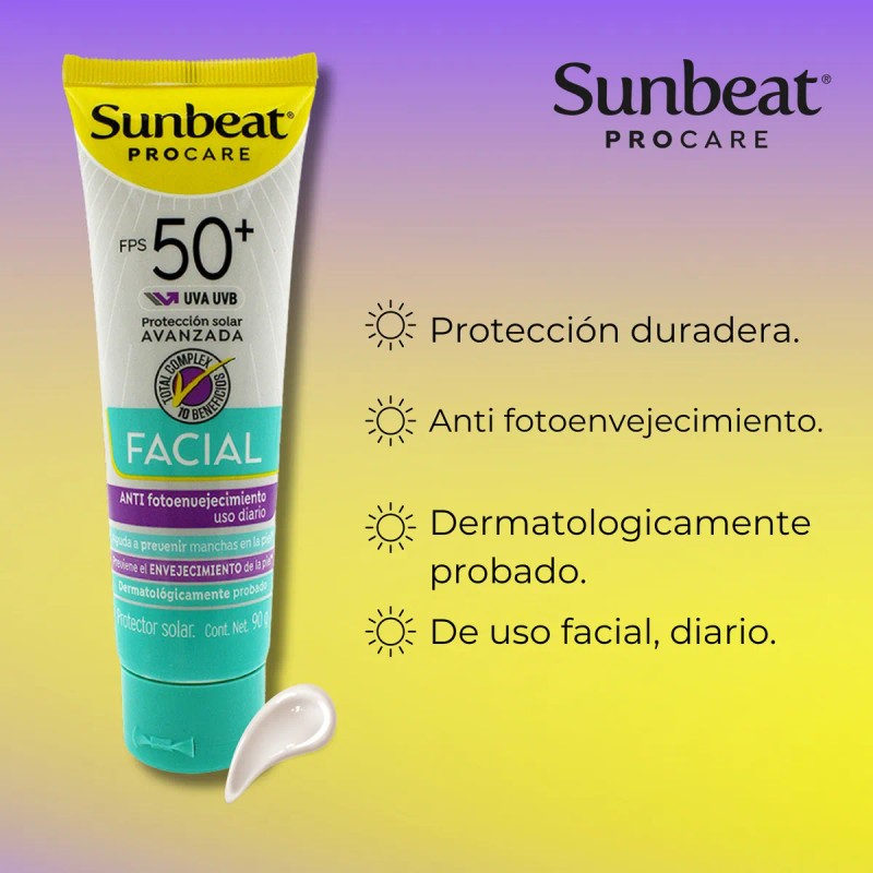 Sunbeat Bloqueador Solar Facial Anti Fotoenvejecimiento 90g