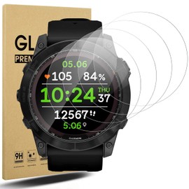 4 Pack Anti-Scratch Film for Garmin Fenix 7 Pro Screen Protector, Full Protective 9H Hardness Tempered Glass Fit for Garmin Fenix 7/7 Pro (Solar/Sapphire Solar) [47mm] / Epix (Gen 2) / Epix Pro (47mm) Smartwatch