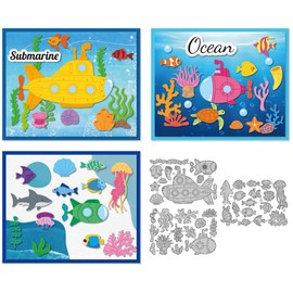 DELORIGIN Submarine Cutting Dies for Card Making, Frame Dies Carbon Steel Cut Die Border Stencils Scrapbooking Embossing Template for DIY Paper Craft Photo Album Card Diary Journals Decoration