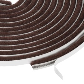 uxcell Self Adhesive Brush Seal Weather Stripping 1/4" x 9/32" x 16.4ft, Door Brush Strip for Sliding Sash Door Window Wardrobe Seal, Brown