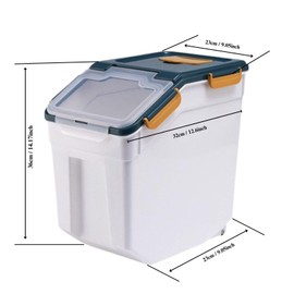 Mairuker 2 Pack 25lbs Rice Container with Wheels, Large Flour and Grain Storage Container with Lid, Measuring Cup and Scoop, Plastic Food Storage Bin for Kitchen Pantry (Dark Blue)
