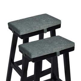 baibu Memory Foam Rectangle Bench Stool Cushion Set of 2, Dual-Layer Design Non-Slip Saddle Stool Pads Bar Stool Cushion with Machine Washable Cover - Only 2 Pads (Dark Grey, 18x9.5x1.5in)