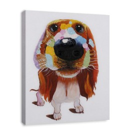 Modern Pop Art Decor - FRAMED - Big Eyed Beagle Dog Animal Art Canvas Print Home Decor Wall Art, Gallery Wrap Inner Frame, 14x18