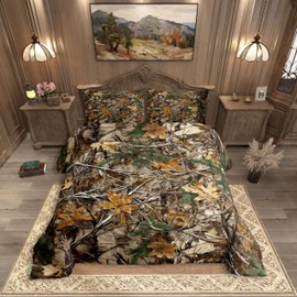 Erosebridal Camo 3-Piece Full Comforter Set – All-Season Lightweight, Breathable Microfiber Bedding Set,Farmhouse Room Decor for Cabin, Lodge & Camping, Tree Leaves Quilt Set with 2 Pillowcases