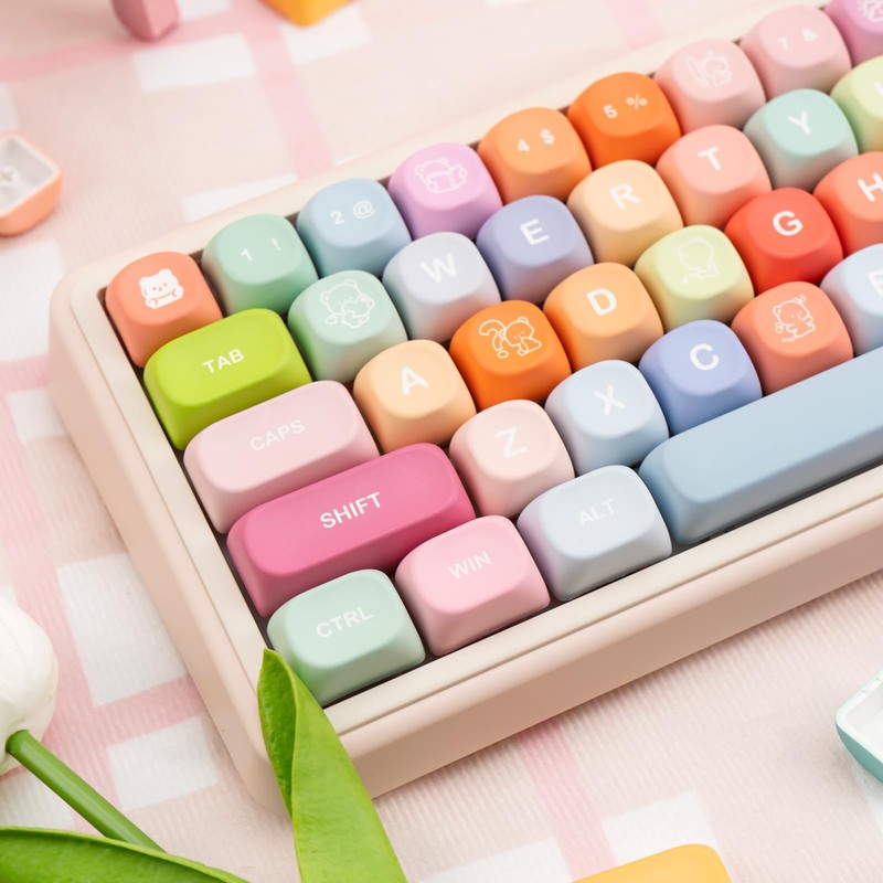 COOMICKEY Cute PBT Keycaps 133 Keys Candy Bear Custom Keycaps