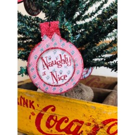 Primitives by Kathy Vintage inspired  2 sided Santa w/ Deer Christmas Ornament Primitives by Kathy