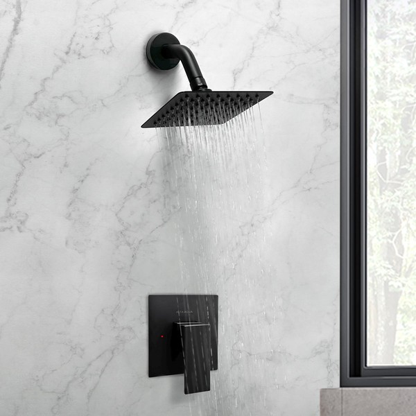 Alta Aqua Modern Square Rain Shower System with Pressure-Balanced Mixing
