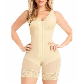 OMELLODY Fajas Colombianas Shapewear for Women Tummy Control Post Surgery Full Body Shaper Butt Lifter with Zipper Crotch (Beige, Small)