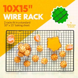 2 PCS Cooling Racks for Cooking and Baking, 15x10 Inches Stainless Steel Cooling Rack, Sheet Pan with Wire Rack for Baking Sheet, Bacon Rack Oven Safe Fits Jelly Roll Sheet Pan - Black