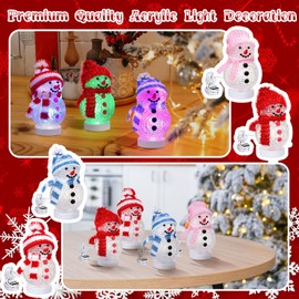 Glooglitter 8 Pcs LED Christmas Table Lights Lighted Table Top Christmas Lights with USB Changing 7 Colors Mini Christmas Tree Snowman Lights for Xmas Christmas Table Centerpiece Decor (Snowman)