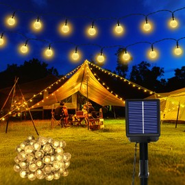 Realky Solar Garden Lights Outdoor, 43.3Ft 60LED Solar String Lights, Waterproof Fairy Light with 8 Modes, Crystal Ball Decor for Easter, Yard, Parties(Memory Function+Warm White)