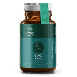 NAC 600mg Con N-Acetilcisteina | 60 Capsulas Veganas | Antioxidante Y Protección Celular De Alta Concentracion | Sin Gluten | Sin Lactosa | TIBA SALUD