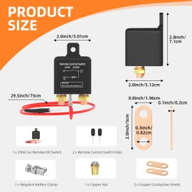 Daiertek 250A Battery Switch Relay 12V Battery Isolator Wireless Remote Battery Disconnect Switch for Car Marine Boat