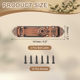 PATIKIL Barrel Bolt Latch, 2 Pack 5 Inch Slide Door Locks Zinc Alloy Gate Door Catch Bolt Latch for Bathroom Bedroom Barn Warehouse, Red Bronze