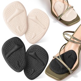DR JK- Ball of Foot Cushions, 2 Pairs, Black & Beige, Metatarsal Pads Women, Heel Pads for Shoes Women, Ball of Foot Cushions