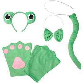 dressforfun 302042 - Accessories Set Adults Frog, One Size, Headband with Eyes, Gloves, Bow tie and Tail