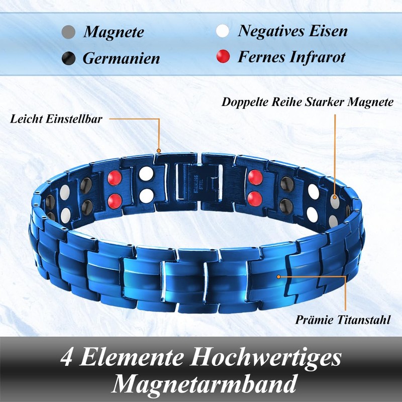 Cigmag Lymphatic Drainage Magnetic Bracelet Men's 4 Elements Ultra Strong