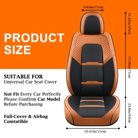 Coverado Car Seat Covers Front Seats, 2 Piece Car Seat Protector with Removable Headrest, Nappa Leather Breathable Seat Cushion Universal Fit for Truck Automotive Most of Cars Brown