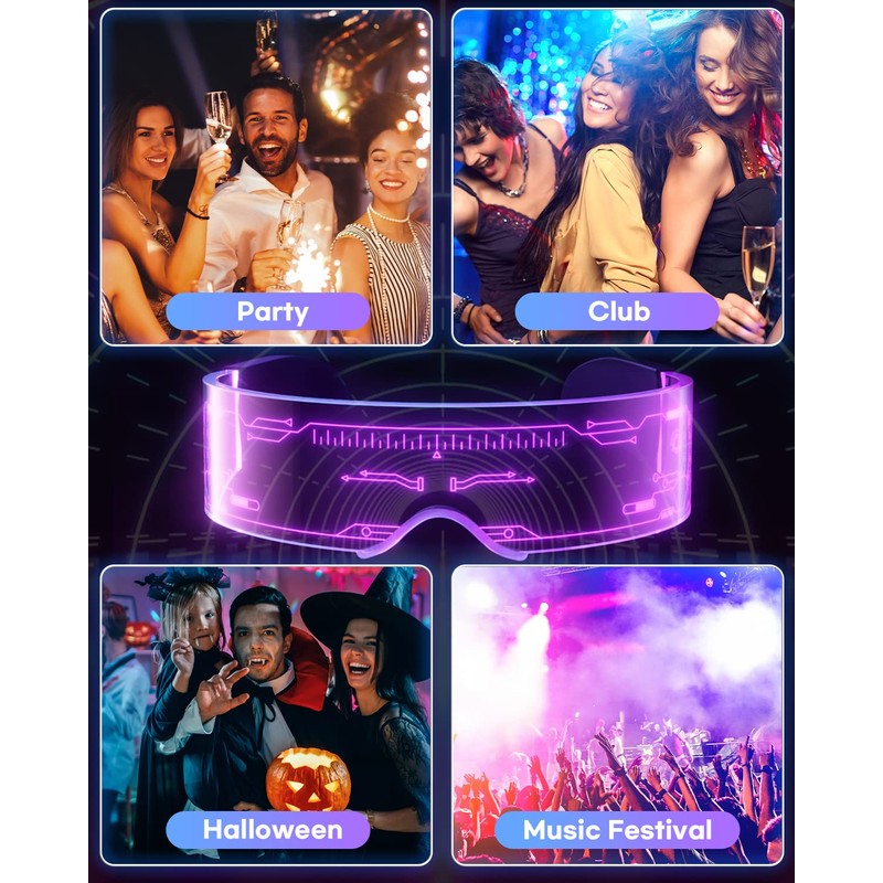 Kimimara Cyberpunk LED Glasses – Party Luminous Glasses Luminous Visor
