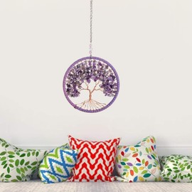 LIOOBO Tree of Life Wall Hanging Tree of Life Dream Catchers Macrame Home Wall Decorations 11CM (Purple)