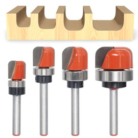 Akylin Dish Carving Router Bits, 1/4 Inch Shank Bowl and Tray Template Router Bit Set with Ball Bearing, Cutting Dia. 1/2",9/16",5/8" and 5/8",Wood Cutter Woodworking Tool