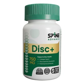 Disc+ Spinal Disc Health Supplement - Glucosamine, Chondroitin, Collagen, Vitamins & Trace Minerals – Supports Healthy Spinal Discs and Back - 60 Capsules - 100% Natural Ingredients Disc Plus