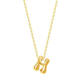 Viwind Letter Pendant Necklace Women's Chain 18 Carat Gold A-Z Necklace for Women Bubble Letter 48 cm Adjustable with Gift Box, Stainless Steel, No Gemstone