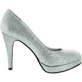 Delicious Womens Eiffel Glossy Closed Toe Dress Platform Pump Professional Women Stiletto Heel,Silver Glitter,6.5