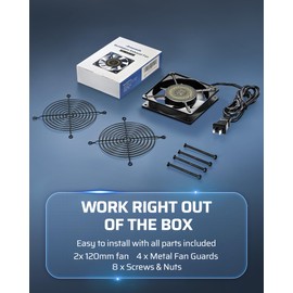 DEWENWILS 2 Pack 120V AC Fan, Waterproof Exhaust Fan 120mm, 13W 2800RPM 60CFM, DIY Cooling Fan for Refrigerator, Computer Case, Compressor Engine, Generator, UL Listed