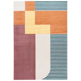 SAFAVIEH Orwell Collection Accent Rug - 3' x 5', Rust & Yellow, Mid-Century Modern Abstract Design, Non-Shedding & Easy Care, Ideal for High Traffic Areas in Entryway, Living Room, Bedroom (ORW368P)